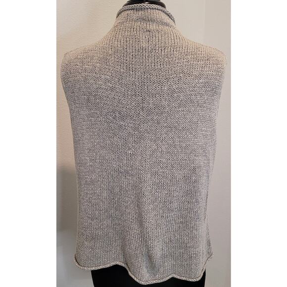 Eileen Fisher Cotton Linen Beige Lofty Slub Knit Turtleneck Sleeveless Top L - Picture 3 of 7